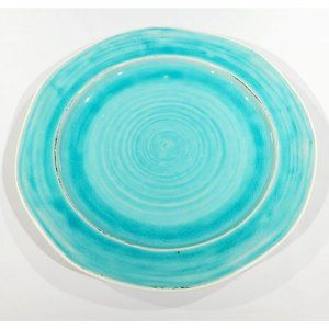 Pier 1 Imports MIDORI Stoneware Crackle 10.75" Dinner Plate Turquoise Blue